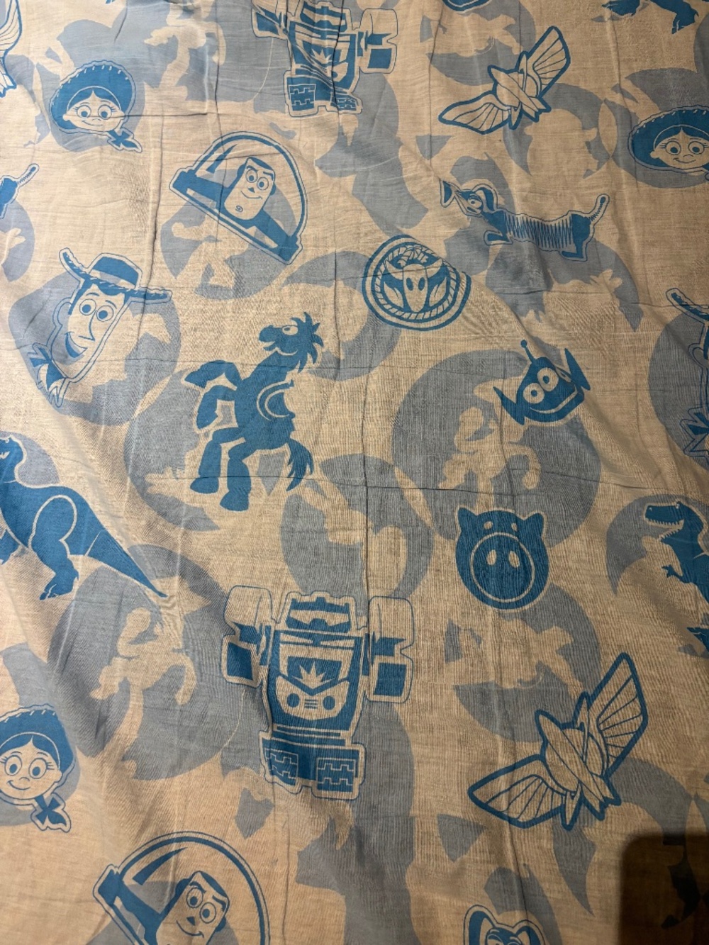 Official Toy Story Double Flat Sheet – Classic Blue & Cream Characters Print